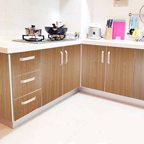 PVC Self-adhesive Stickers Cabinet Paper,Kitchen Contact Paper Gloss Self Adhesive Cover,2.0 Feet (W) X 16.4 Feet (L),Yellow Brown Wallpaper