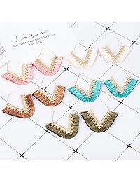 COMMINY 6 Pairs Colorful Statement Tassel Earrings, Handmade Bohemian Hanging Fringe Dangle Earrings for Women Girls