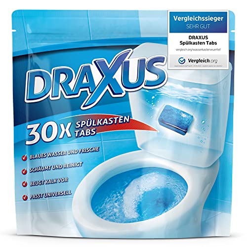 DRAXUS 30x Spülkasten Tabs, Wasserkastenwürfel für den Spülkasten im Vorratspack, WC Tabs färben das Wasser blau, Sorgen für Frische und Sauberkeit