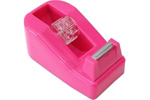 QILIMA Desktop Tape Dispenser Non-Skid Base, for Packaging in Office,Restaurant, Flower Shop,Cake Shop,Pink