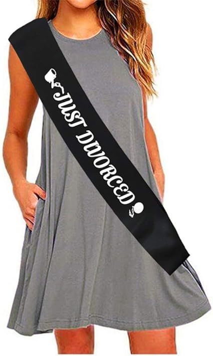 Amazon Com Nmas Just Divorced Sash Black Divorced Party Supplies