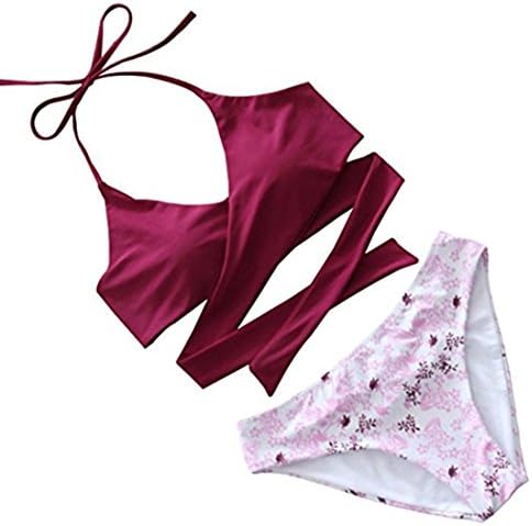 ADREAMONE Womens Sexy Bikini Push up Bandage Swimwear Swimsuit Two Pieces Burgundy