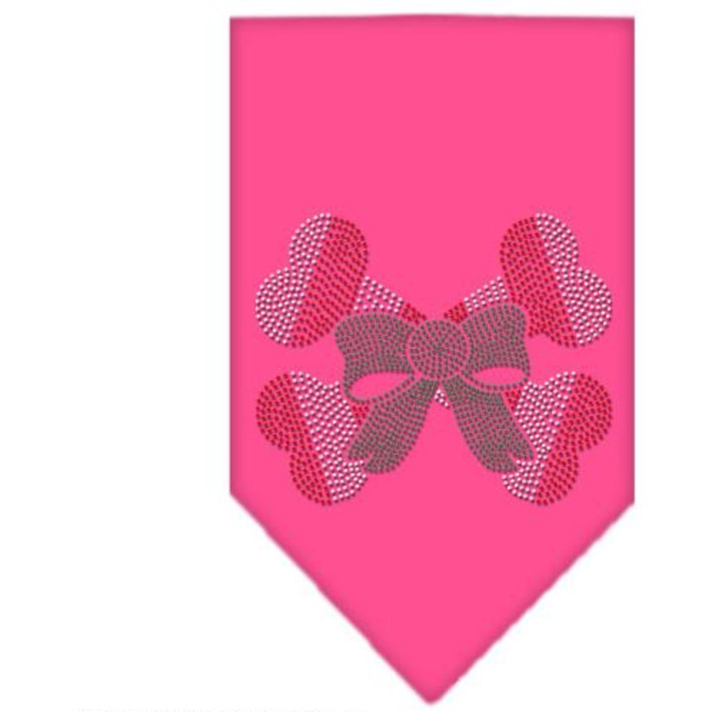 Mirage Candy Cane Crossbones Rhinestone Bandana, Large, Bright Pink