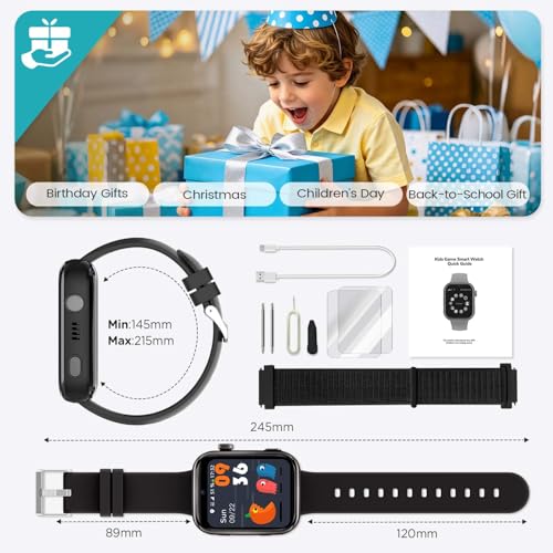 SWGOTA Reloj Inteligente Niño, Smartwatch Niños con 4G Videollamada/GPS, Chat de Voz/Modo Escuela/Whatsapp/WiFi/SMS/SOS/Podómetro/5 Modos Deportivos, IP68 Impermeable Regalo para Niñas Niños, Negro