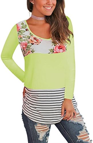 Walant Women's Floral Printed Long Sleeve Criss Cross V-Neck Casual Tops T-Shirt