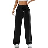JEPWUT Women's High Waisted Wide Leg Sweatpants Drawstring Elastic Waist Loose Fit Lounge Pants Joggers