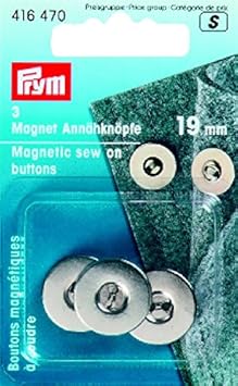 3 Magnet-Annähknöpfe silber 19 mm