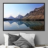 Framed Canvas Wall Art Calming Waters Aerial Cool Lake Landscape Multicolor Photography Realism Relax/Calm - 16x24 inches