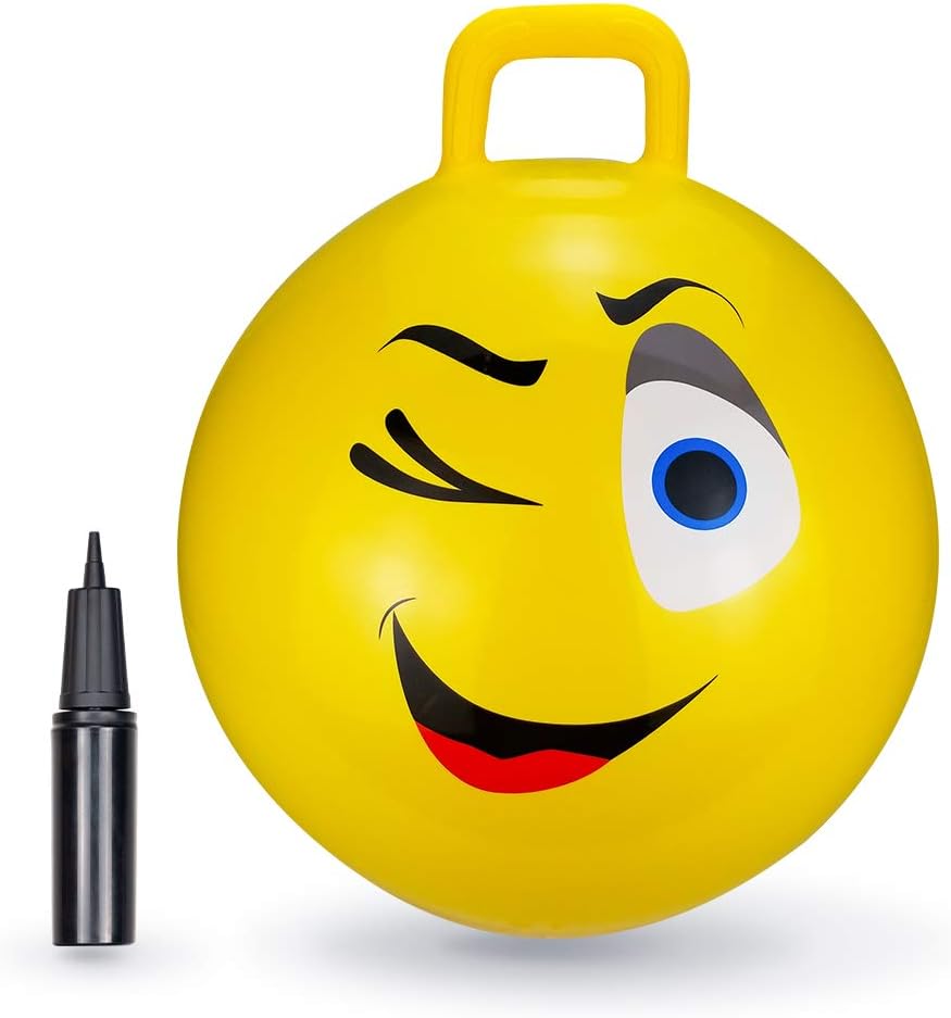 Space Hopper Ball, Jumping Ball, Hopping Ball, Hippity Hop Ball for Kids Ages 7-9, Bouncy Ball with Handles, Kangaroo Bouncer, Sit and Bounce, 20 Inches (Pump Included)