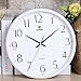Power 13-Inch Round Non-Ticking Silent Wall Clock Decorative, Battery Operated Quartz Analog Quiet Wall Clock, For Living Room, Kitchen, Bedroom (WHITE)