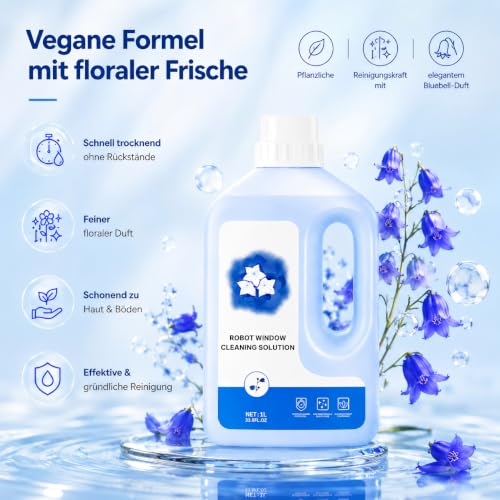 1L Cleaning Solution Compatible with ECOVACS Winbot W1 Pro, W2, W2 Pro Omni, Winbot Mini & Mini2, W2S, W2S Omni Window Cleaner Robot, Streak-Free Glass Cleaning Liquid for All Window Cleaning Robots