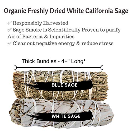 Sage Kit - 9 Spiritual Smudge Kit Gifts for Cleansing: White Sage & Blue Sage Bundles, Palo Santo, Sage Incense, Smudge Feather - Smudge Sticks Bulk (9 ITEM Smudging Variety Pack, XL Shaman Bag Set)