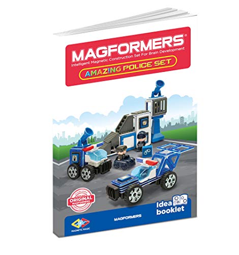 Magformers Amazing Police 50Piece, Wheels, Blue Red Colors, Educational Magnetic Geometric Shapes Tiles Building STEM Toy Set Ages 3+