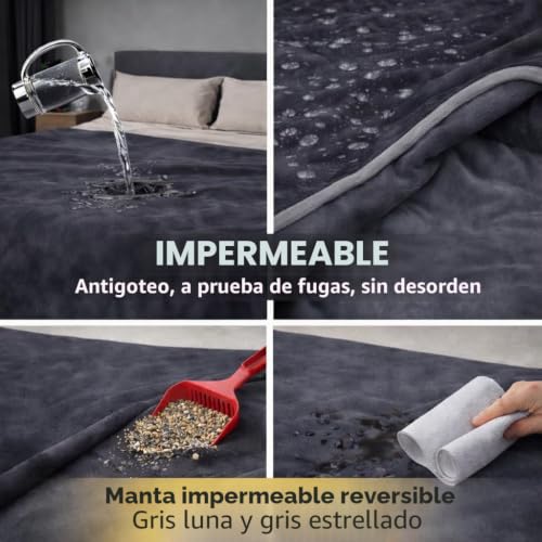 Bedding Aid Reversible Waterproof Blanket, Excellent Leakproof Protective Cover to Protect Bed Mattress, Sofa from Urine and Spills(Dark Grey/Light Grey, 80"x90")
