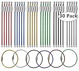 30pcs Wire Keychains, Magnolora Assorted Colored Cable Loops Stainless Steel Key Ring for Hanging Luggage Tag, Keyrings and ID Tag Keepers, 2mm, 6 inch