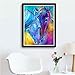 MXJSUA DIY 5D Diamond Painting by Number Kits Full Drill Rhinestone Embroidery Cross Stitch Pictures Arts Craft for Home Wall Decor,Two Colored Horses 12x16in