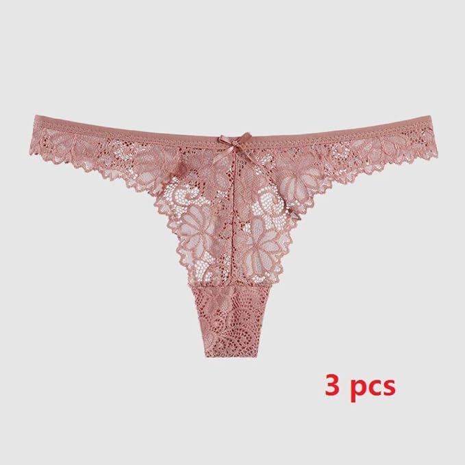 3 unids/Lote Tanga de Encaje de Cintura Baja Bragas Transparentes de