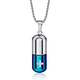 LAFATINA Medical Alert ID Pendant Necklaces for Men Women Stainless Steel Emergency Pill Case Tube Holder Necklaces