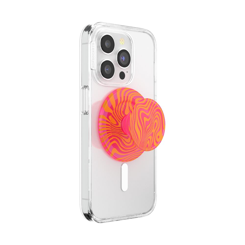 PopSockets Phone Grip for MagSafe with Kickstand, Magnetic Stand, Swappable Top, Secure Hold for iPhone MagSafe Cases, Phone & Tablet Grip - Swirl Aviation Orange — image 1