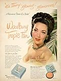 1949 Ad Vintage Woodbury Tropic Tan Face Powder Linda Darnell Cosmetic Makeup - Original Print Ad