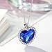 NEOGLORY Blue Crystals Heart Love Shaped Necklaces Jewelry, Heart of The Ocean Necklace from Titanic Crystal Pendant for Women Gift 18+2inch