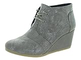 Toms Womens Gunmetal Metallic Synthetic Leather Desert Wedge
