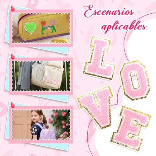 54 Parches, Pegatinas de Letras, Parches para Planchar, Parches de Tela, para Ropa Chaquetas de Tela Bricolaje Teléfono Móvil