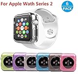 Apple Watch Series 2 Case, Haoos [Ultra-Thin] TPU Transparent Full Body Protective Cover [6 Color Combination Pack] for Apple Watch Series 2 42mm iWatch 2016 (Series 2 42mm 6 Colors Soft TPU Case)