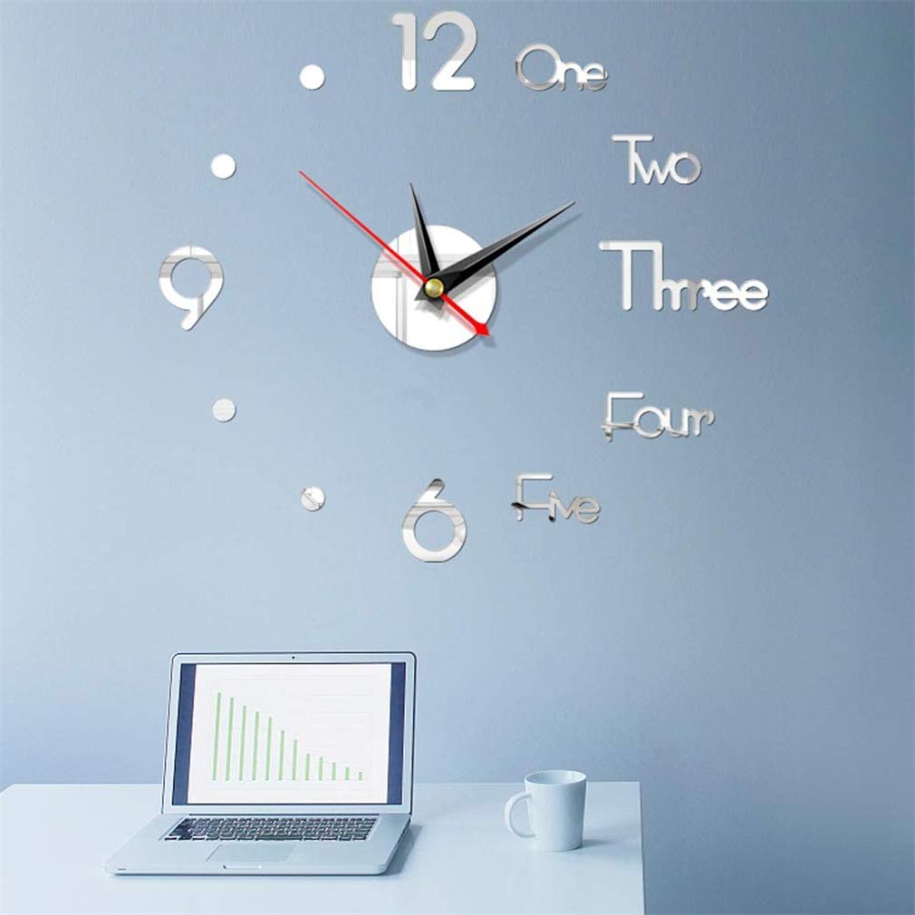 Photo 1 of Digital Wall Clock Sticker, 3D Acrylic Mute Wall Clock Sticker DIY Frameless Clock Wall Sticker Decor Kit, Creative Wall Decorative Clock Stickers for Home Living Room Office Hotel Decoration (silver)