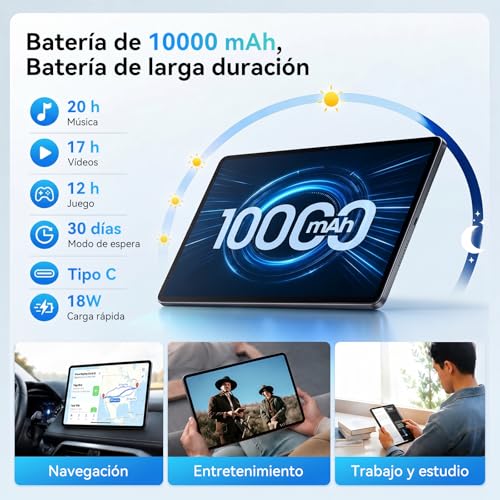 TABWEE Tablet 12 Inch with Keyboard and Pencil, 48GB+256GB, 10000mAh | Gaming Tablet, 1600 x 2400 FHD+, Widevine L1, 16 MP+8 MP, Gemini AI, Face ID, Tablet with Sim Card (4 Year Warranty)