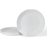 Martha Stewart Opalton 6-Piece 10-Inch Dinner Plates – Chip and Break Resistant Opal Glass Plates, Durable and Lightweight Dinnerware Set for Everyday Use