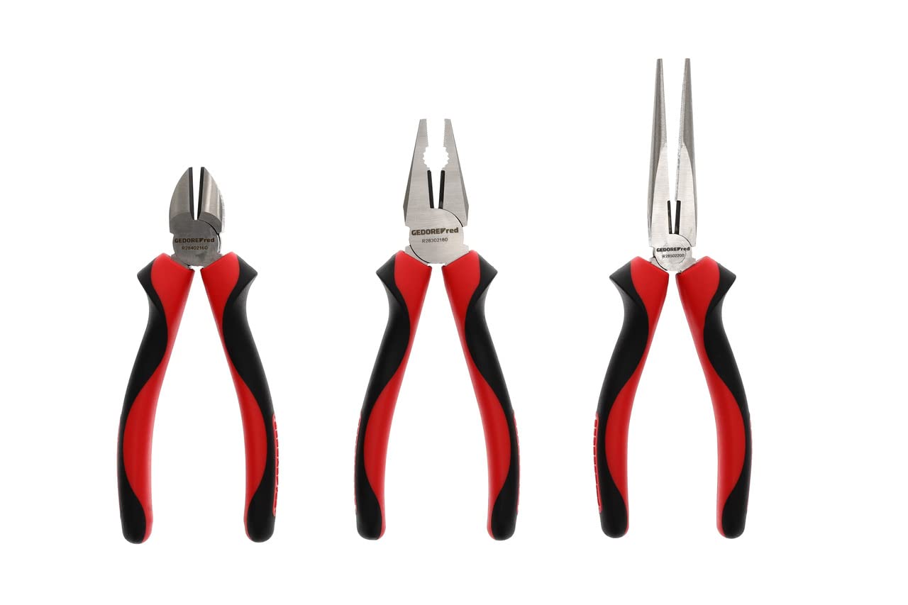 GEDORE red Pliers set, Tool set with combination pliers/side cutter/telephone pliers, R28002003