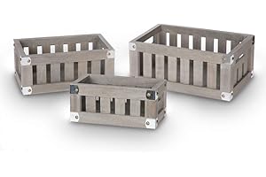 Home Zone Living Wood Storage Crate for Organization and Storage, 3 Pack, Brown