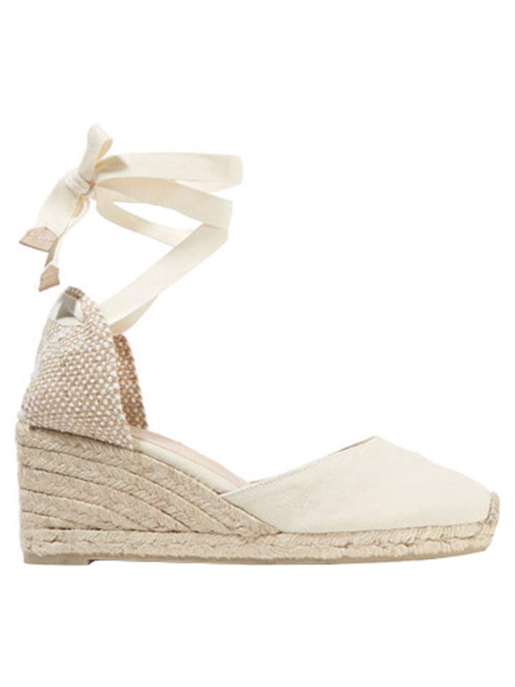 Womens Closed Toe Tie Lace Up Espadrilles Platform Wedges Shoes Canvas Ankle Strap Dress Sandals - Image 4