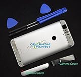 Genuine New Huawei Google Nexus 6P Metal Battery Cover,Rear Panel Replacement with Camera Cover+Bottom Cover-Silver