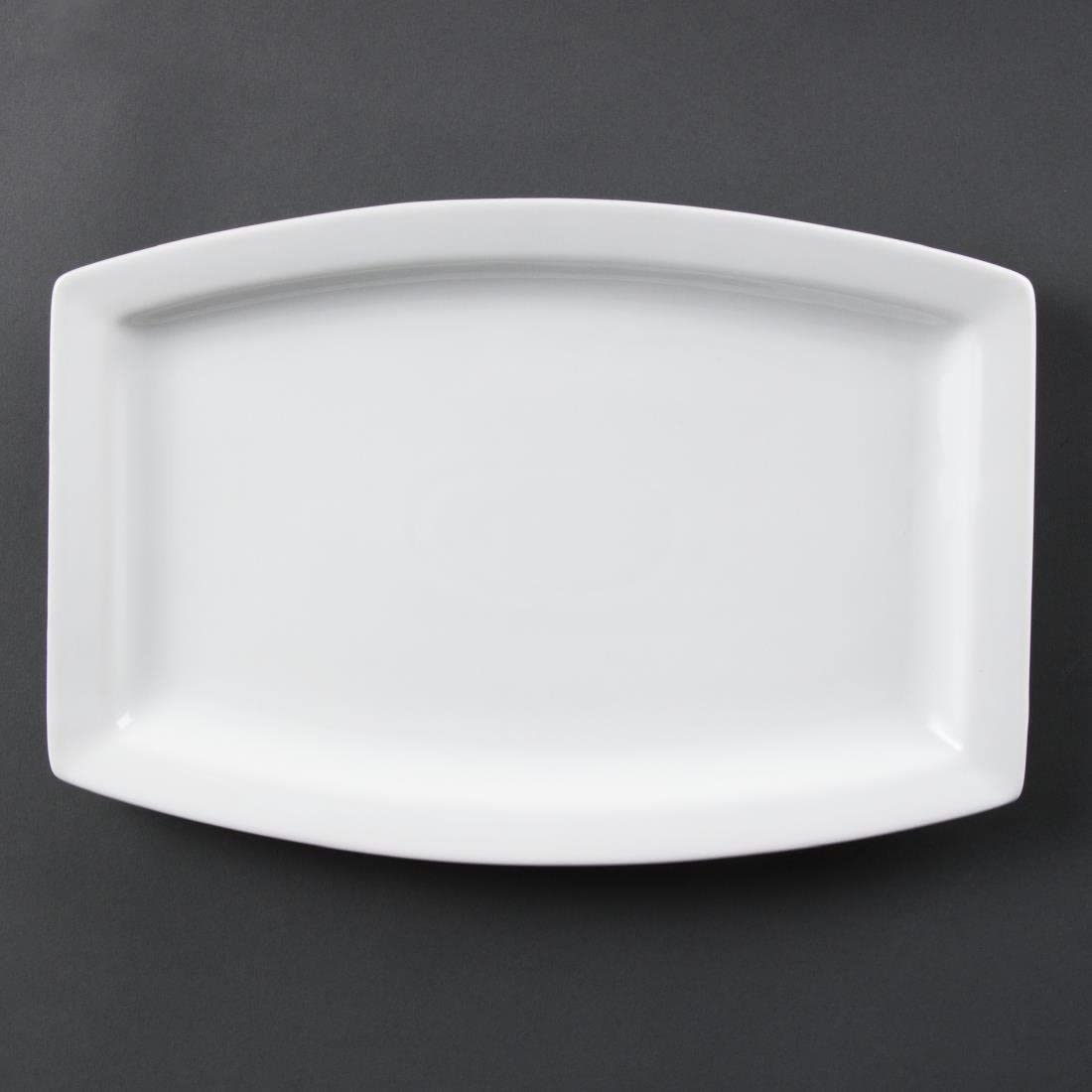 Olympia Whiteware Rectangular Dinner Plates 320mm (6 Pack) - Porcelain Serving Plates Dishwasher, Microwave, Oven Safe C361