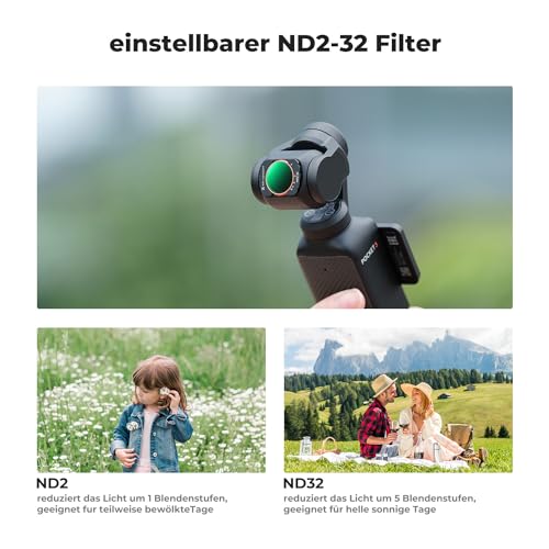 K&F CONCEPT FSD05 Filter Set Compatible with DJI OSMO Pocket 4/3, CPL Filter, ND2-32 ND Filter, Magnetic Black-Mist 1/4 Filter, Osmo Pocket 3 Accessories, Osmo Pocket 4 Accessories (Aluminium Frame)