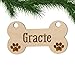 Personalized Pet Christmas Ornament Engraved Wood - Dog Bone & Paw Prints
