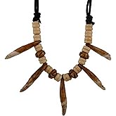 Ethnic Style Tribal Jungle Caveman Characteristic Teeth Bone Matching Resin Necklace, Hand Woven, Adjustable Rope, Men's and Women's Accessory