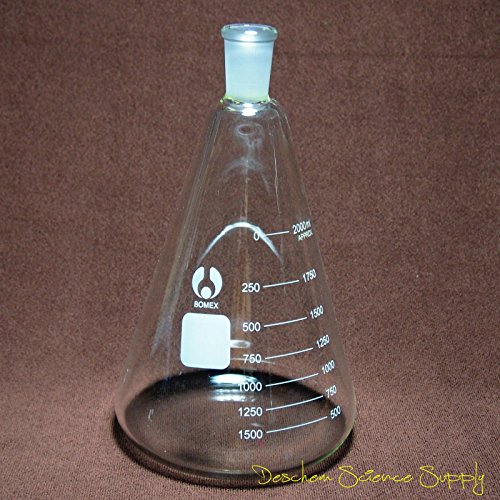 Deschem 2000ml,24/40,Glass Erlenmeyer Flask,2 Litre,Conical Flasks,Laboratory Glassware