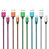 Aupek Nylon Braided Micro USB [5 Pack] 3ft USB 2.0 Sync and Charging Cables with Aluminum Shell Connectors for Samsung, HTC, Nokia, Sony, LG and Other Android Smartphone(5 colors)