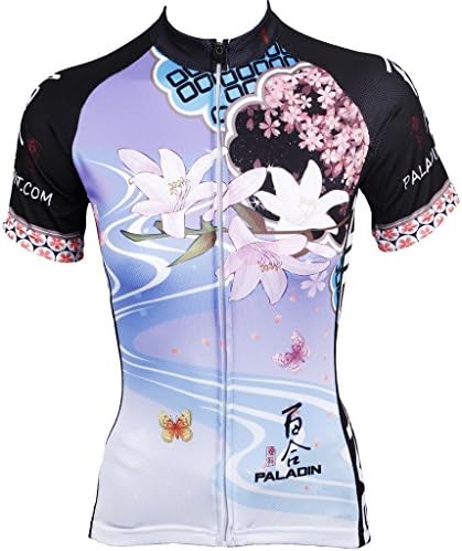 KMFEEL Pretty Lily Invisible Zipper Breathable Women Short Sleeve Bicycle Racing Cycling Jersey