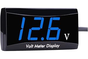 DC 12 Volt Digital Motorcycle Volt Meter Gauge Indicator-Searon LED Display Voltage for Motorcycle Car EZGO Club Car Yamaha G