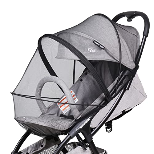 Beberoad Love Stroller Mosquito Net Cover with 2-Way Zipper Universal Mosquito Net for Stroller/Travel Bassinet (Black)