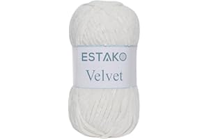 Estako Velvet Chenille Blanket amigurumi Yarn for Crocheting and Knitting Super Bulky 100 gr (132 yds) (1150 - Cream)