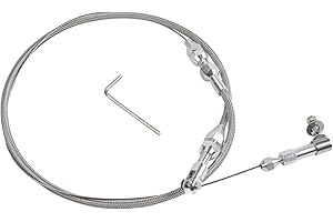 FITEDE 24" Hi-Tech Universal Throttle Cable Kit Braided Stainless Steel with Aluminum Fittings Ferrules, Replacement Accelerator Cable 24 inch Long Cut To Fit