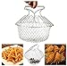 Frying Colander Oil 10 inch Chef Basket Strainer Stainless Steel Foldable Strainer Steam Rinse Strain French Deep Fry Food Colander Steamer w/ Handle French Wire Kitchen Cooking Tool & eBook