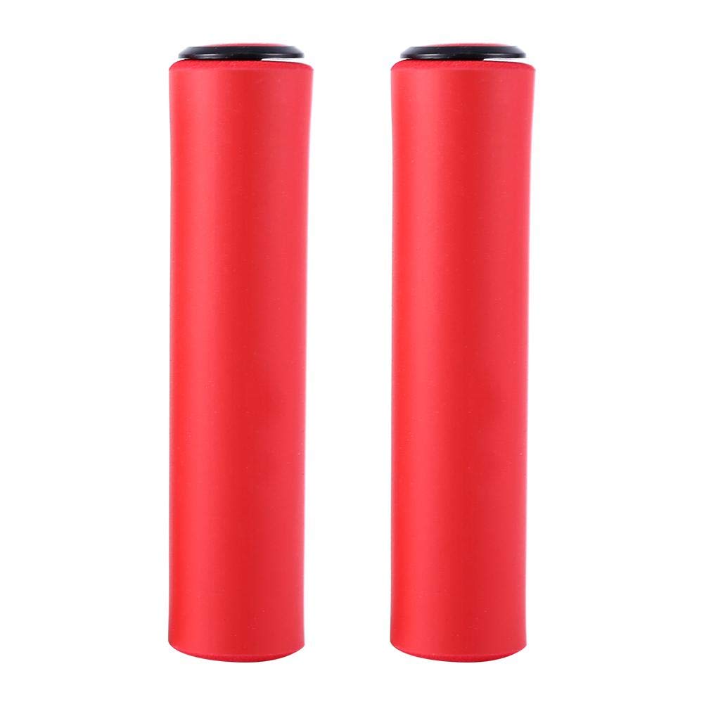 Bike Handle Grips, Silica Gel Anti-skid Super Light Handlebar Grip Shock Proof Grip 1 Pair With End Plugs For Bike, Bicycle Grip(Red)