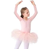 Bezioner Girls Cotton Ballet Dance Dress Cute Tutu Skirted Leotard Long Sleeve