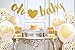 EasyPartyTime OhBaby Shower Decorations: One Strung Banner, 9pcs Balloon Set(Gold, Confetti, White) & Monthly Milestone Photo Banner for Newborn, Pregnancy Announcement & One Year Old Celebration